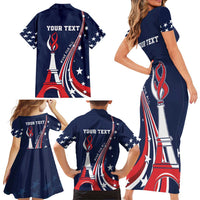 Personalized USA One For All Family Matching Short Sleeve Bodycon Dress and Hawaiian Shirt Go Paris 2024 - Wonder Print Shop