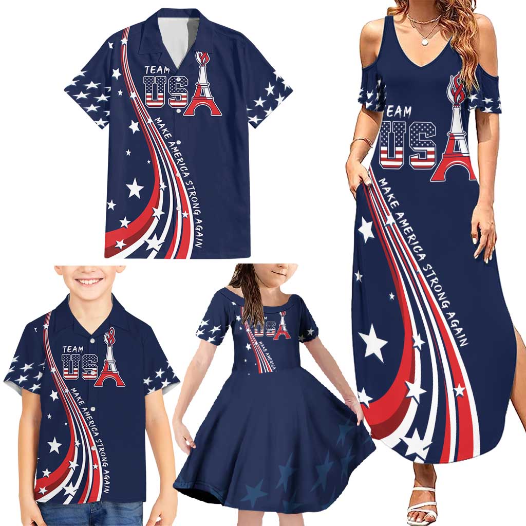 Personalized USA One For All Family Matching Summer Maxi Dress and Hawaiian Shirt Go Paris 2024 - Wonder Print Shop