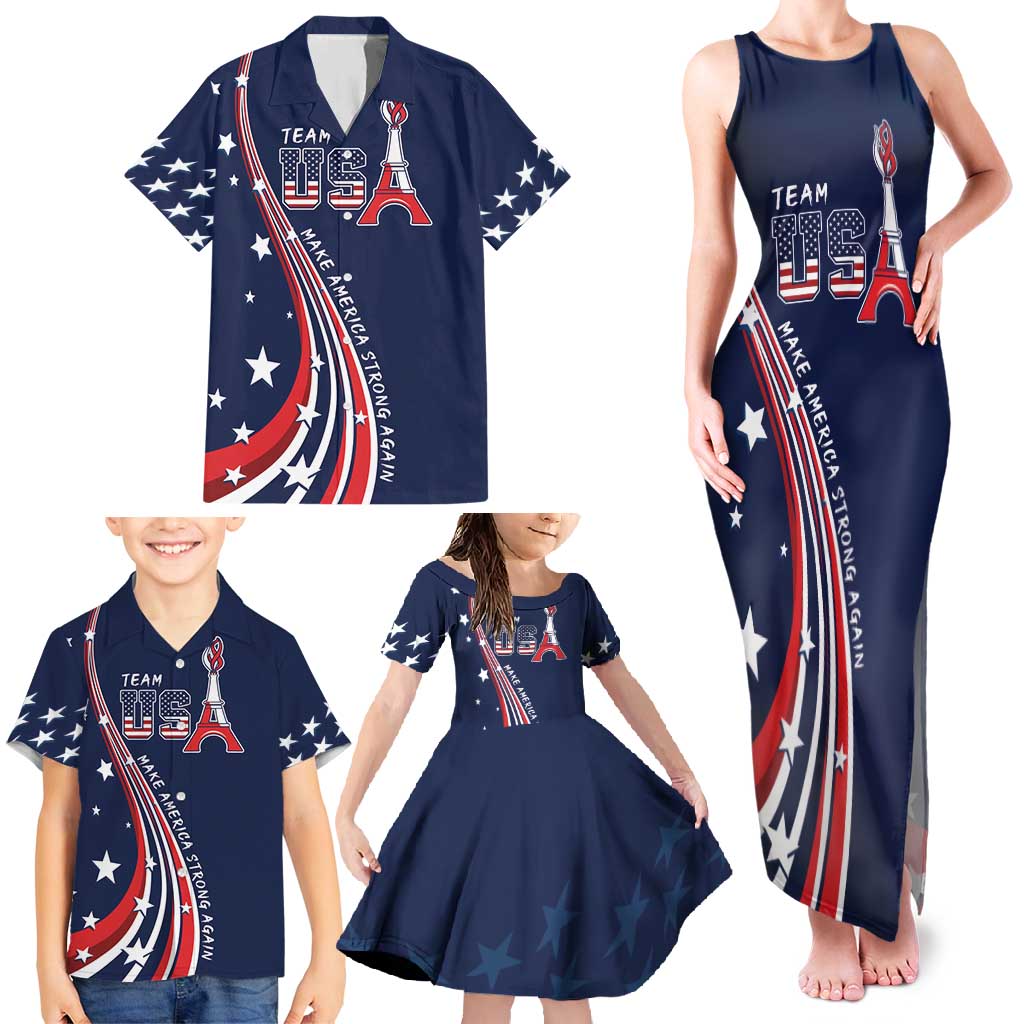 Personalized USA One For All Family Matching Tank Maxi Dress and Hawaiian Shirt Go Paris 2024 - Wonder Print Shop