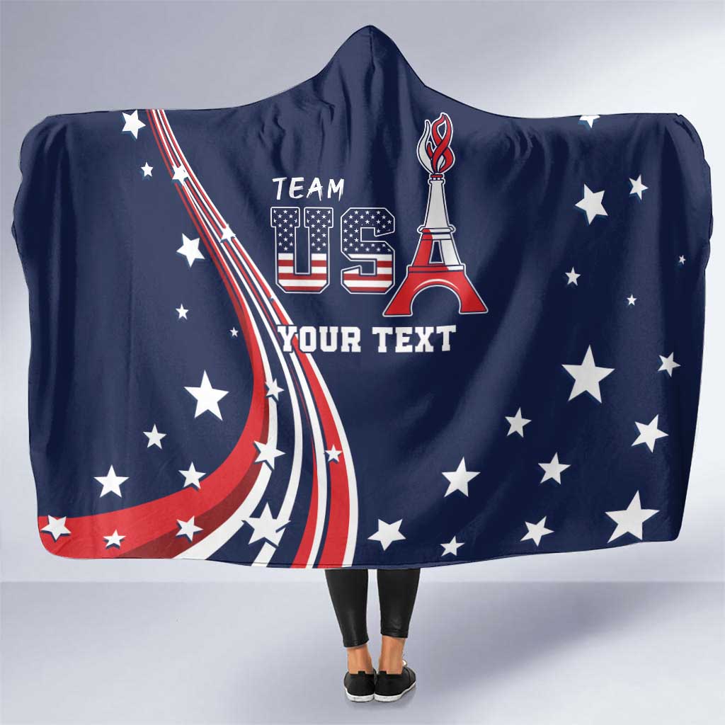 Personalized USA One For All Hooded Blanket Go Paris 2024