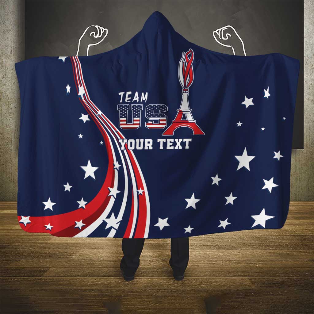 Personalized USA One For All Hooded Blanket Go Paris 2024