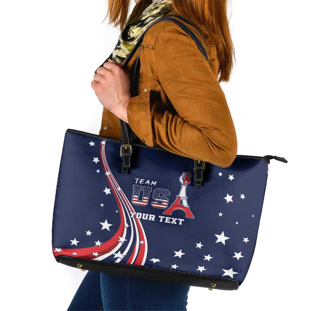 Personalized USA One For All Leather Tote Bag Go Paris 2024 - Wonder Print Shop