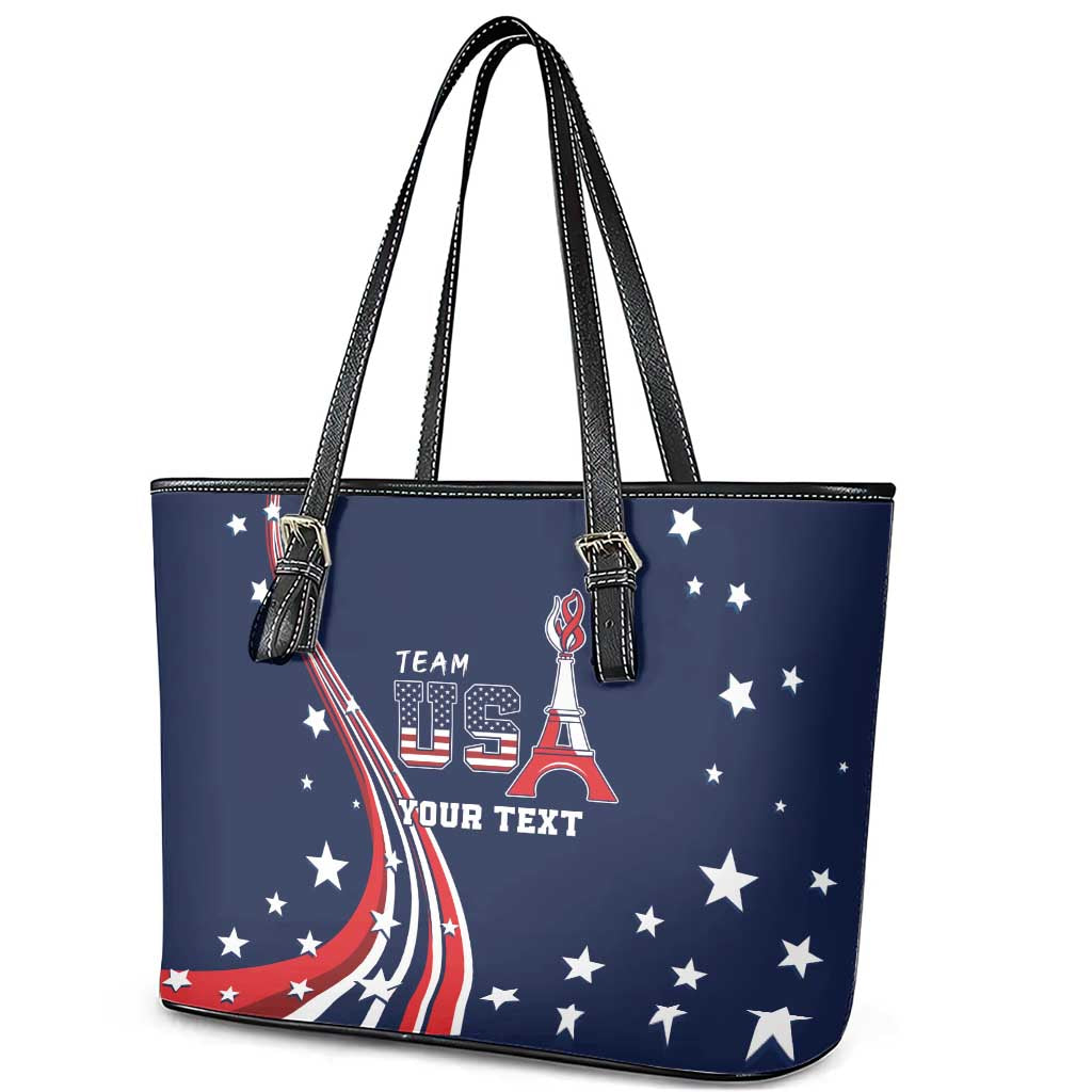 Personalized USA One For All Leather Tote Bag Go Paris 2024 - Wonder Print Shop