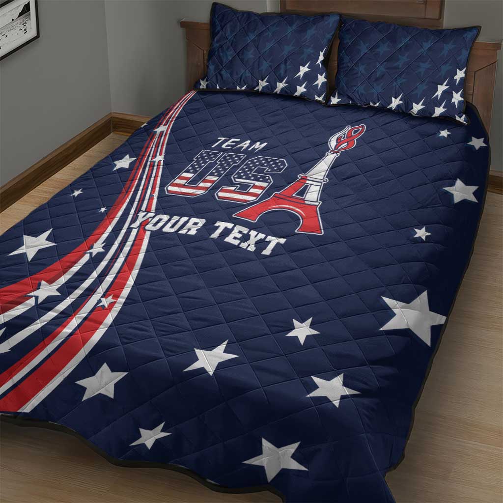 Personalized USA One For All Quilt Bed Set Go Paris 2024 - Wonder Print Shop