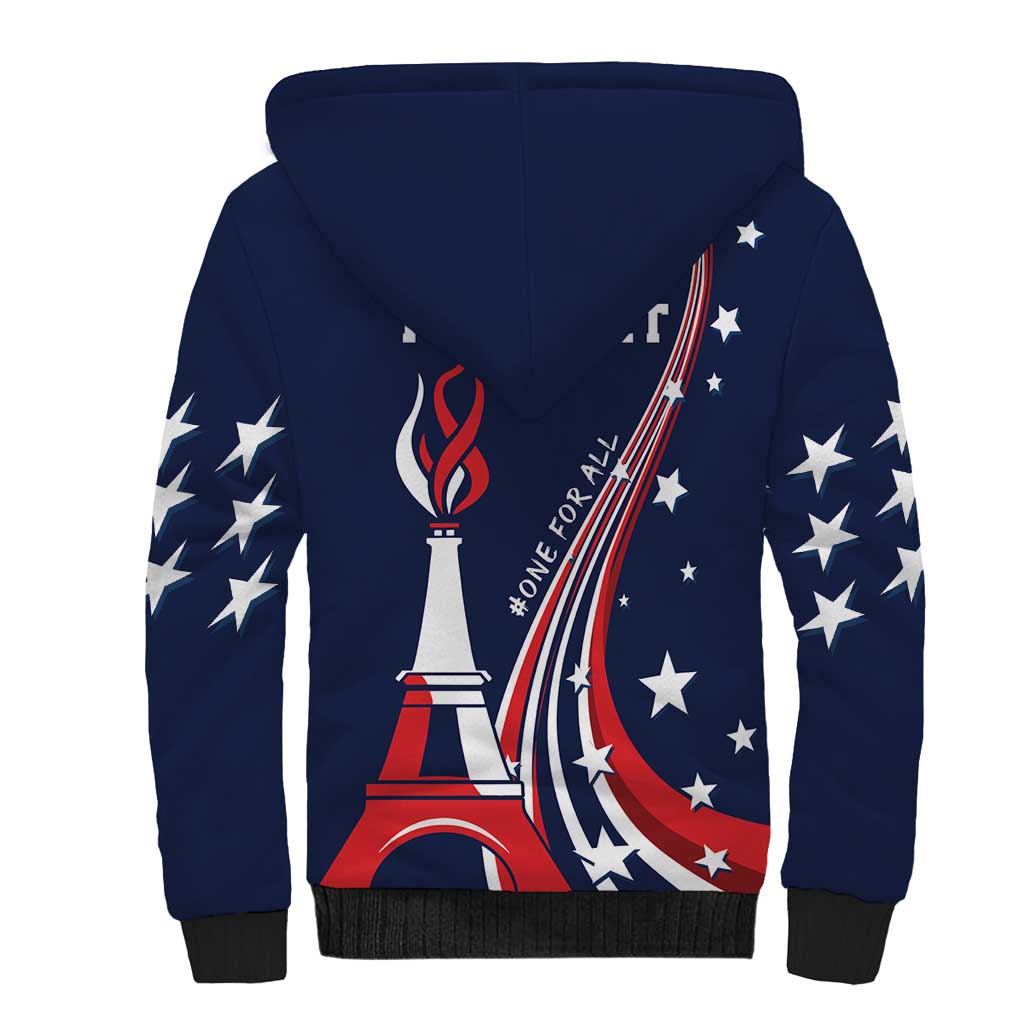 Personalized USA One For All Sherpa Hoodie Go Paris 2024 - Wonder Print Shop