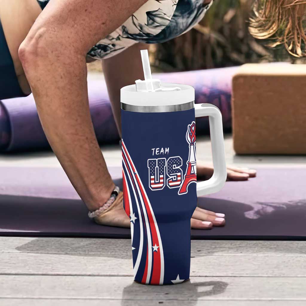 Personalized USA One For All Tumbler With Handle Go Paris 2024 - Wonder Print Shop