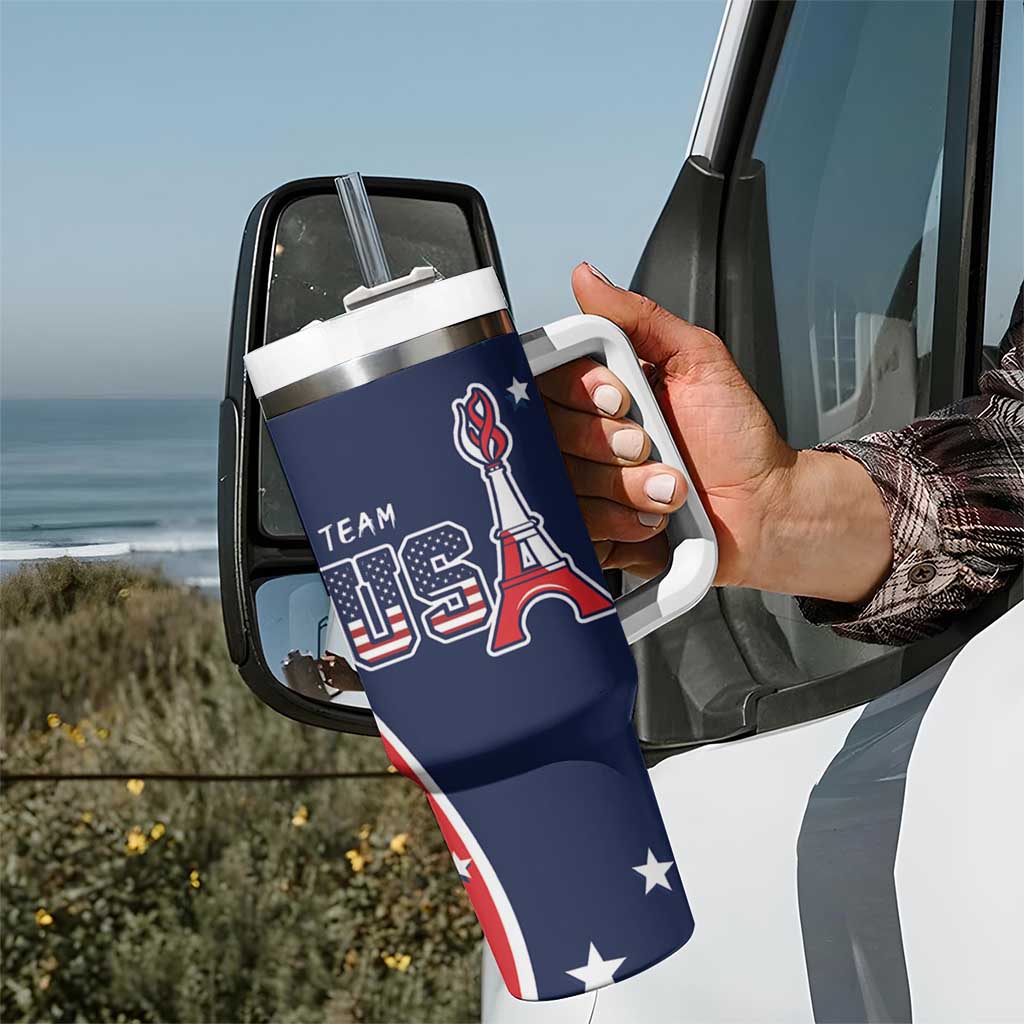 Personalized USA One For All Tumbler With Handle Go Paris 2024 - Wonder Print Shop
