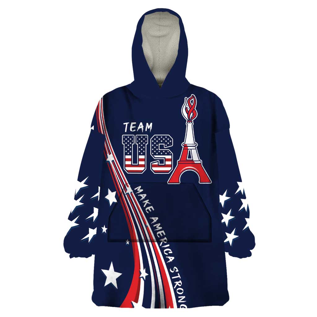Personalized USA One For All Wearable Blanket Hoodie Go Paris 2024 - Wonder Print Shop