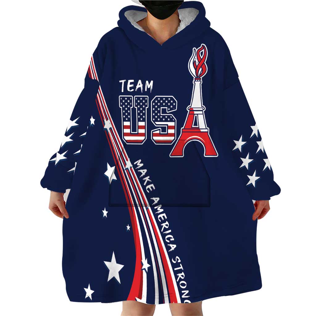 Personalized USA One For All Wearable Blanket Hoodie Go Paris 2024 - Wonder Print Shop
