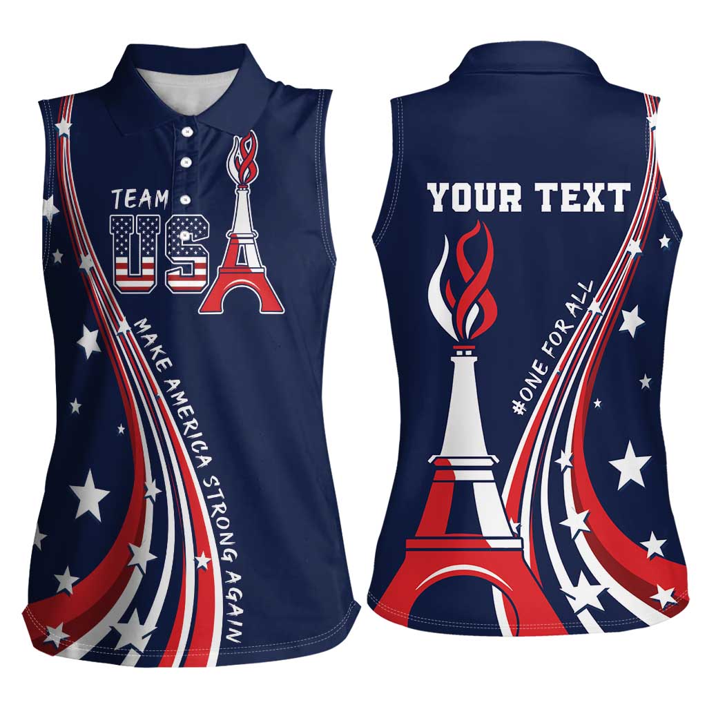 Personalized USA One For All Women Sleeveless Polo Shirt Go Paris 2024 - Wonder Print Shop