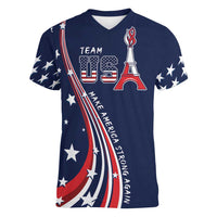 Personalized USA One For All Women V-Neck T-Shirt Go Paris 2024 - Wonder Print Shop