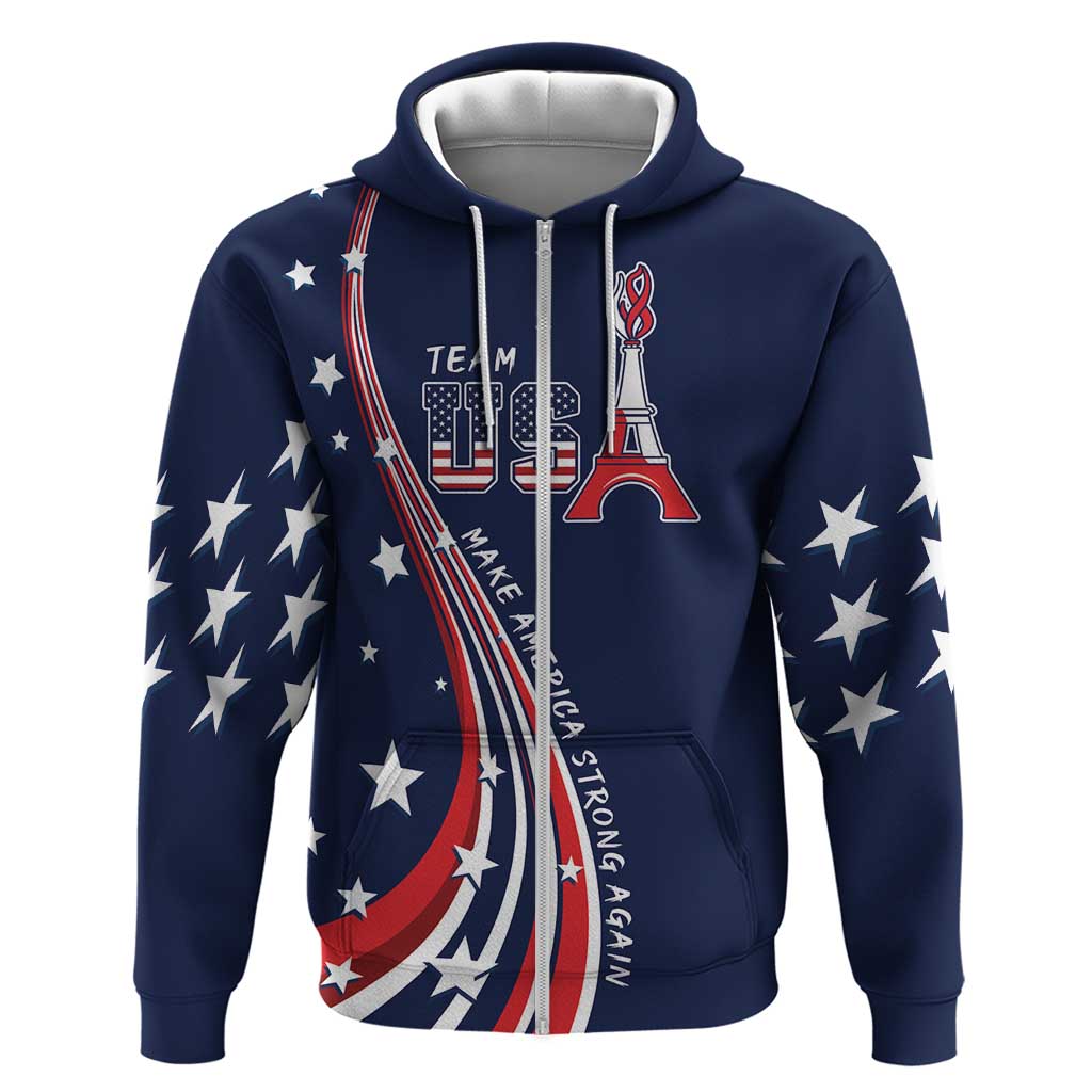 Personalized USA One For All Zip Hoodie Go Paris 2024 - Wonder Print Shop