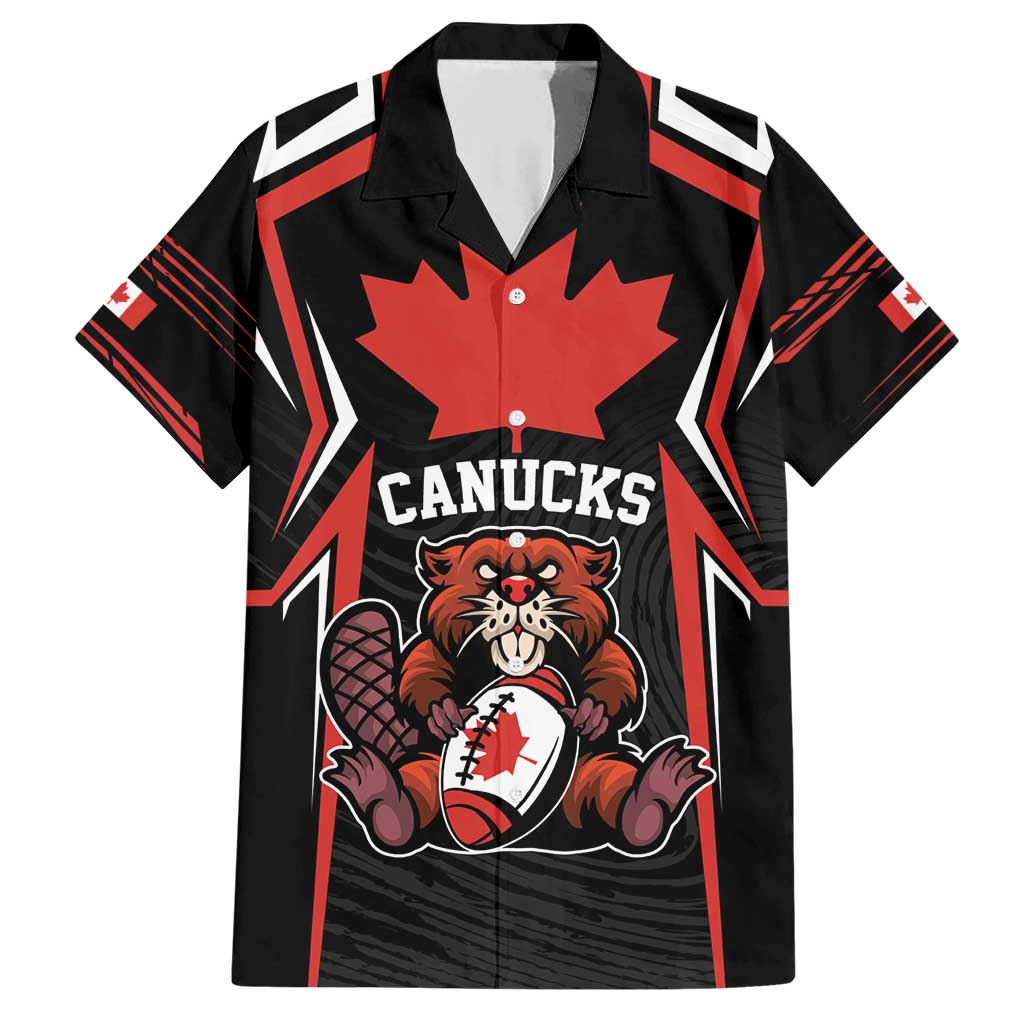Custom Canada Rugby Pacific Family Matching Short Sleeve Bodycon Dress and Hawaiian Shirt Beaver and Maple Leaf - Wonder Print Shop