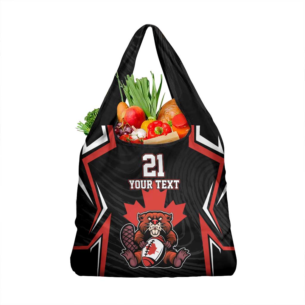 Custom Canada Rugby Pacific Grocery Bag Beaver and Maple Leaf