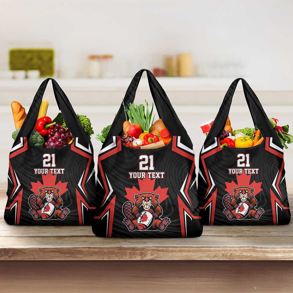 Custom Canada Rugby Pacific Grocery Bag Beaver and Maple Leaf