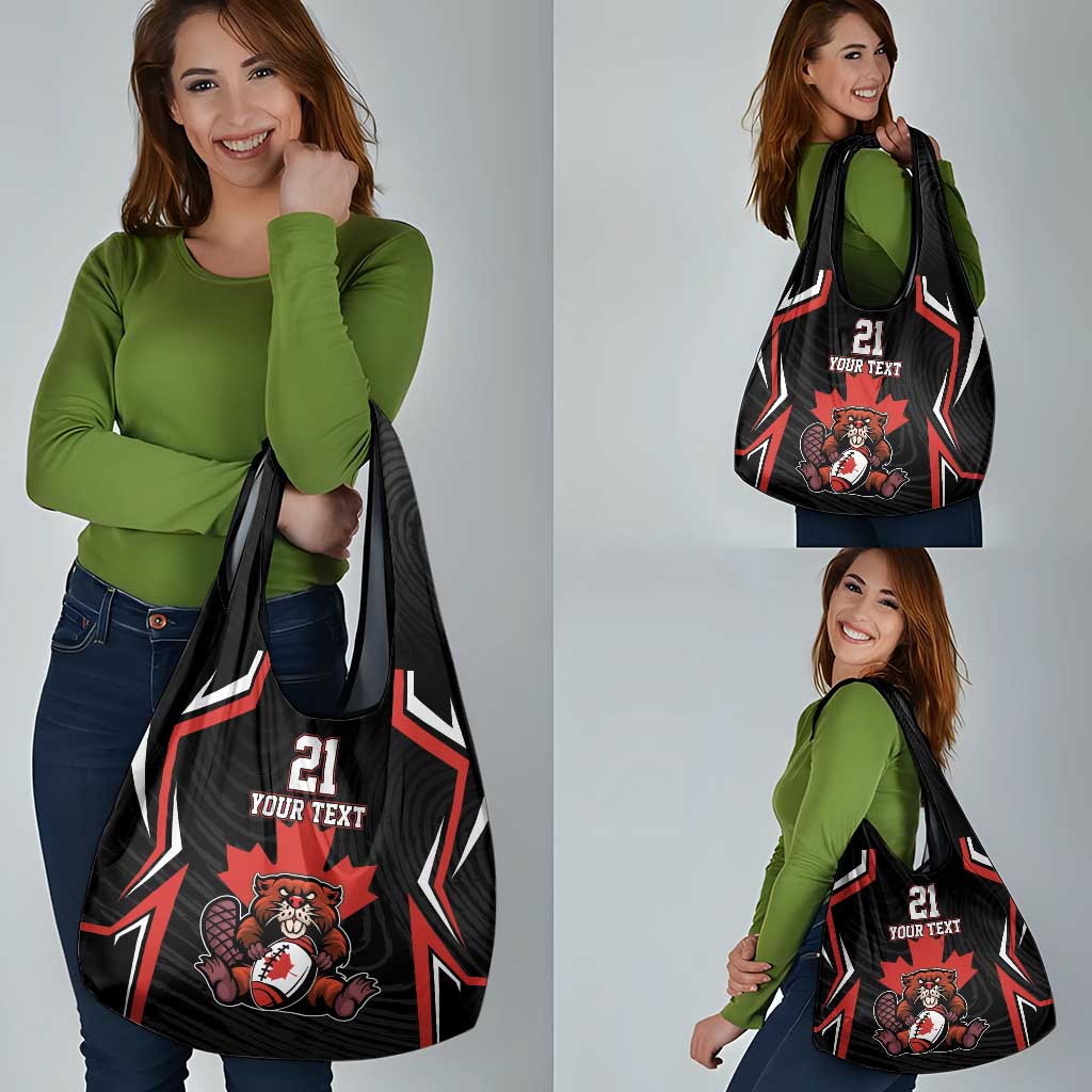 Custom Canada Rugby Pacific Grocery Bag Beaver and Maple Leaf