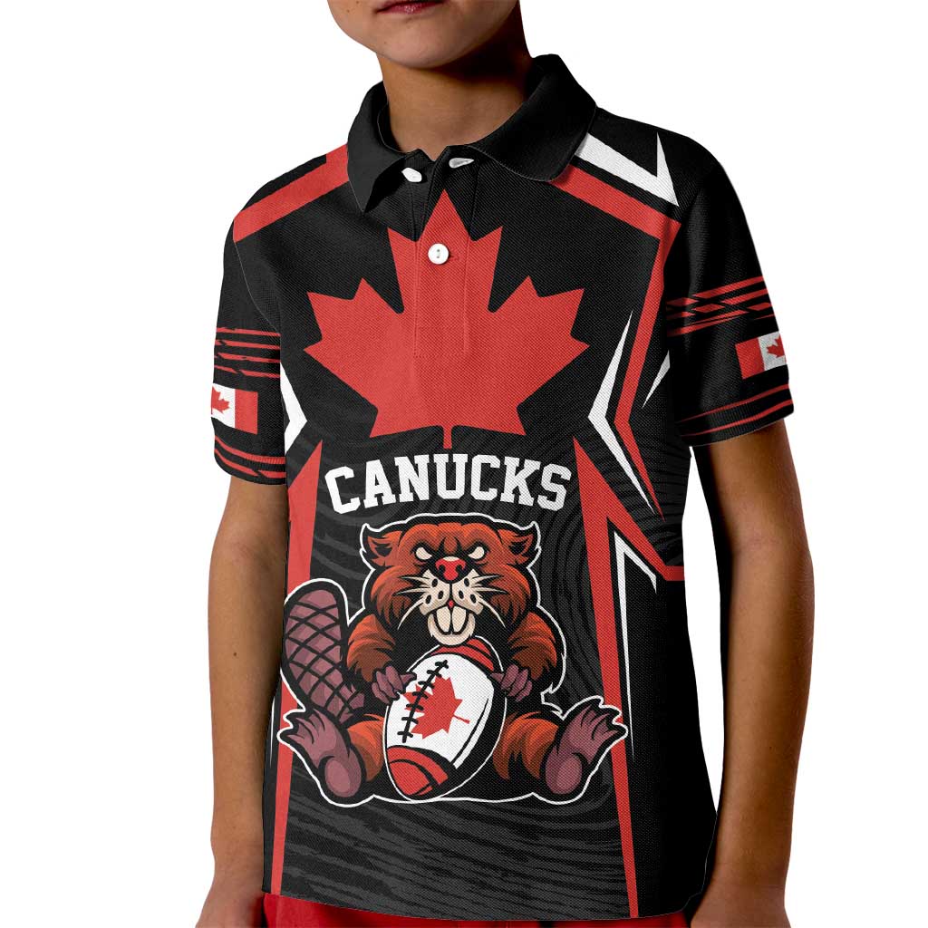 Custom Canada Rugby Pacific Kid Polo Shirt Beaver and Maple Leaf - Wonder Print Shop