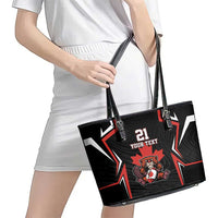 Custom Canada Rugby Pacific Leather Tote Bag Beaver and Maple Leaf - Wonder Print Shop