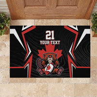 Custom Canada Rugby Pacific Rubber Doormat Beaver and Maple Leaf - Wonder Print Shop