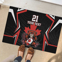 Custom Canada Rugby Pacific Rubber Doormat Beaver and Maple Leaf - Wonder Print Shop