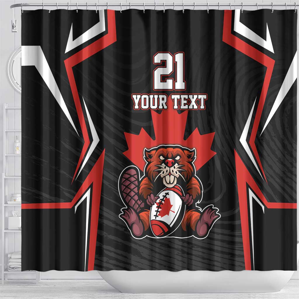 Custom Canada Rugby Pacific Shower Curtain Beaver and Maple Leaf