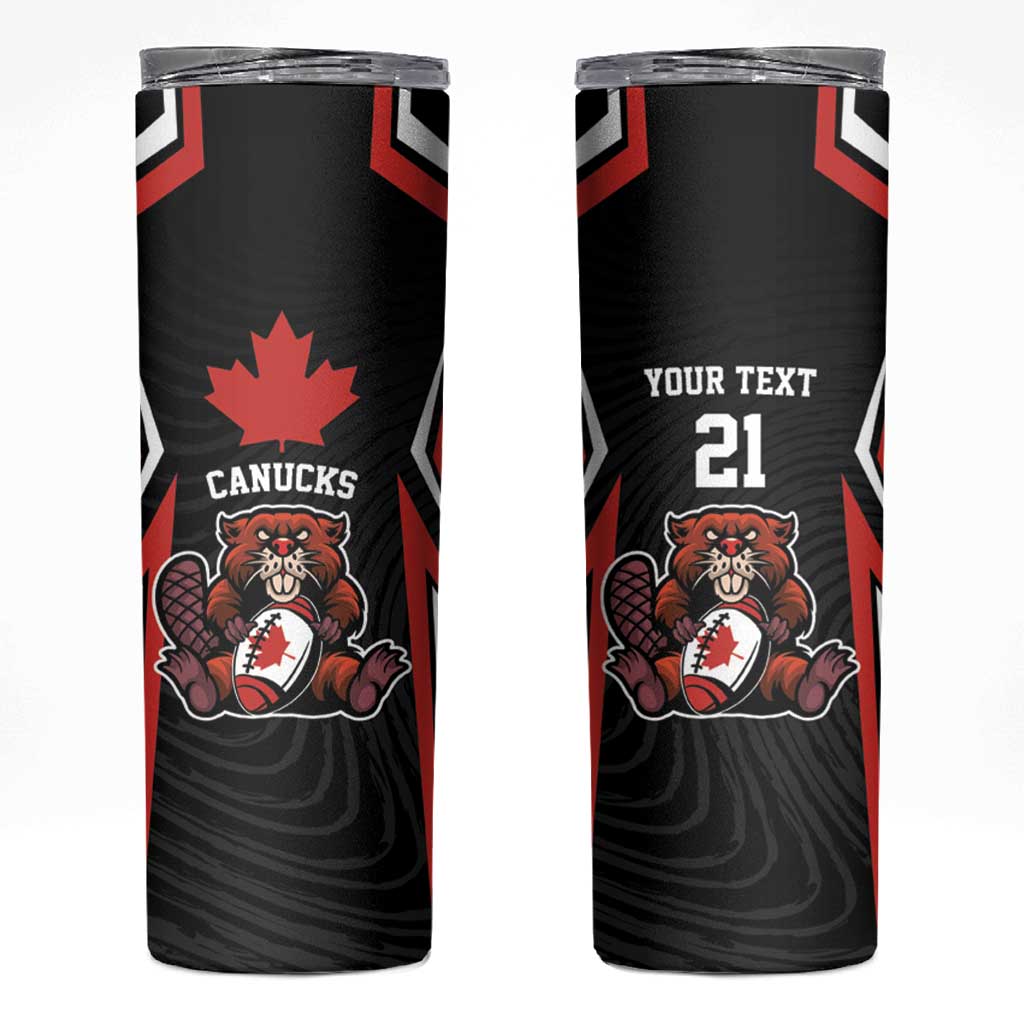 Custom Canada Rugby Pacific Skinny Tumbler Beaver and Maple Leaf - Wonder Print Shop