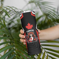 Custom Canada Rugby Pacific Skinny Tumbler Beaver and Maple Leaf - Wonder Print Shop