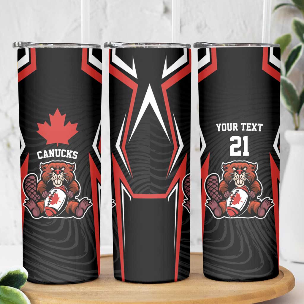 Custom Canada Rugby Pacific Skinny Tumbler Beaver and Maple Leaf - Wonder Print Shop