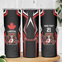 Custom Canada Rugby Pacific Skinny Tumbler Beaver and Maple Leaf - Wonder Print Shop