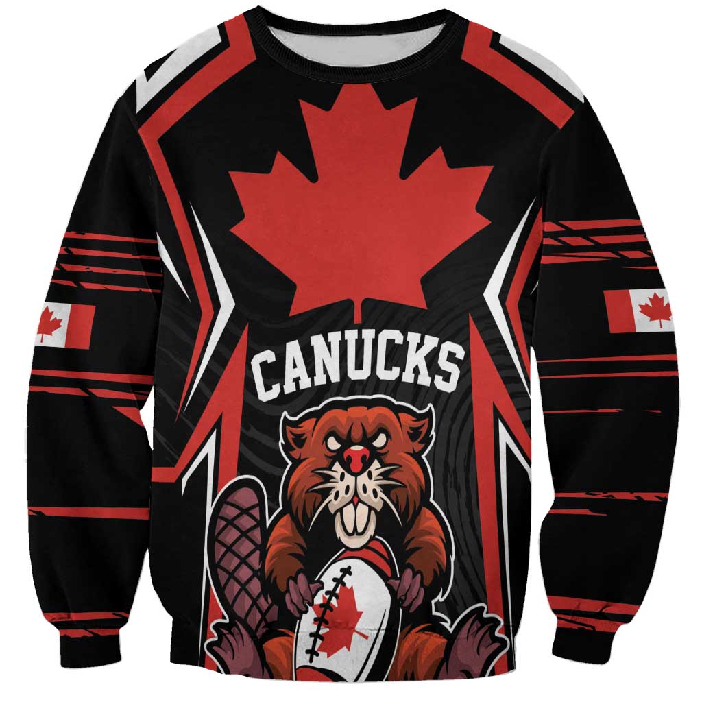 Custom Canada Rugby Pacific Sweatshirt Beaver and Maple Leaf - Wonder Print Shop