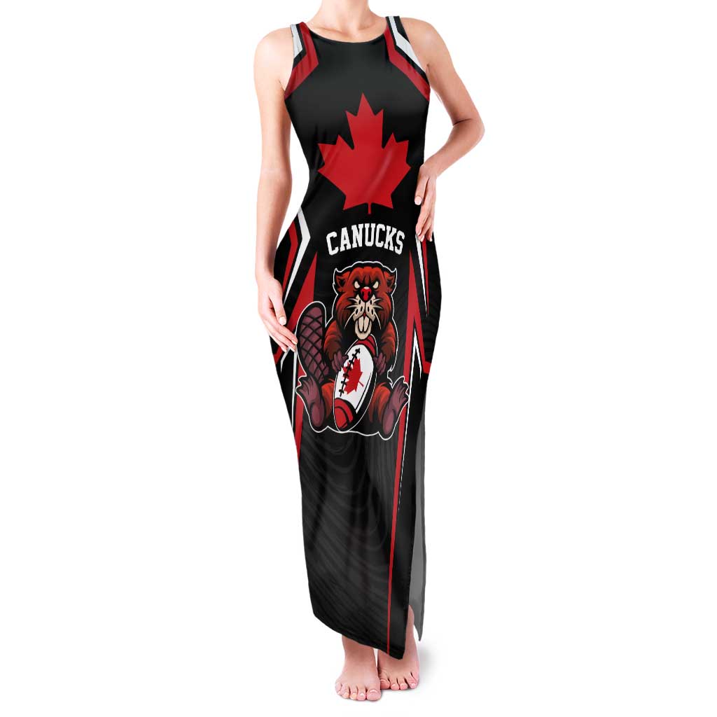 Custom Canada Rugby Pacific Tank Maxi Dress Beaver and Maple Leaf - Wonder Print Shop