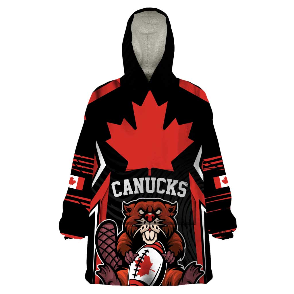 Custom Canada Rugby Pacific Wearable Blanket Hoodie Beaver and Maple Leaf - Wonder Print Shop