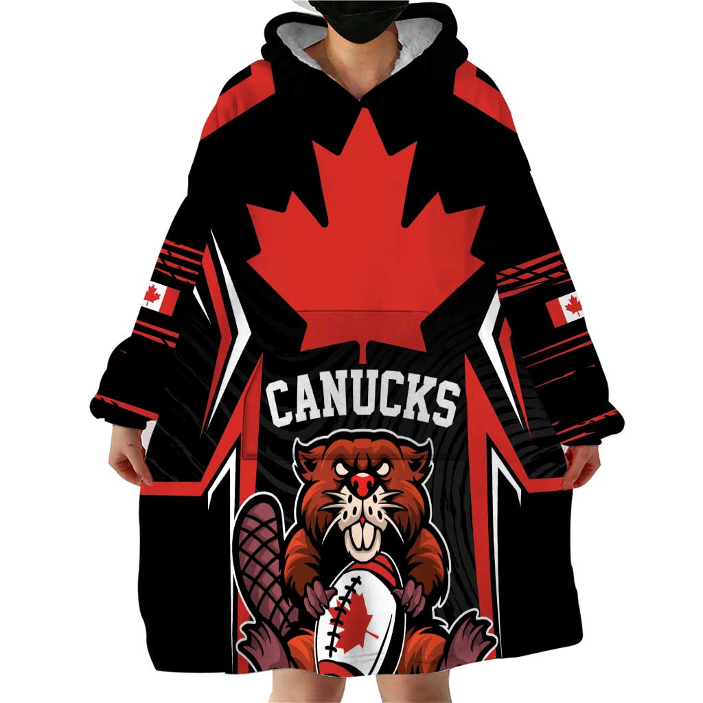 Custom Canada Rugby Pacific Wearable Blanket Hoodie Beaver and Maple Leaf - Wonder Print Shop
