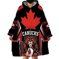 Custom Canada Rugby Pacific Wearable Blanket Hoodie Beaver and Maple Leaf - Wonder Print Shop