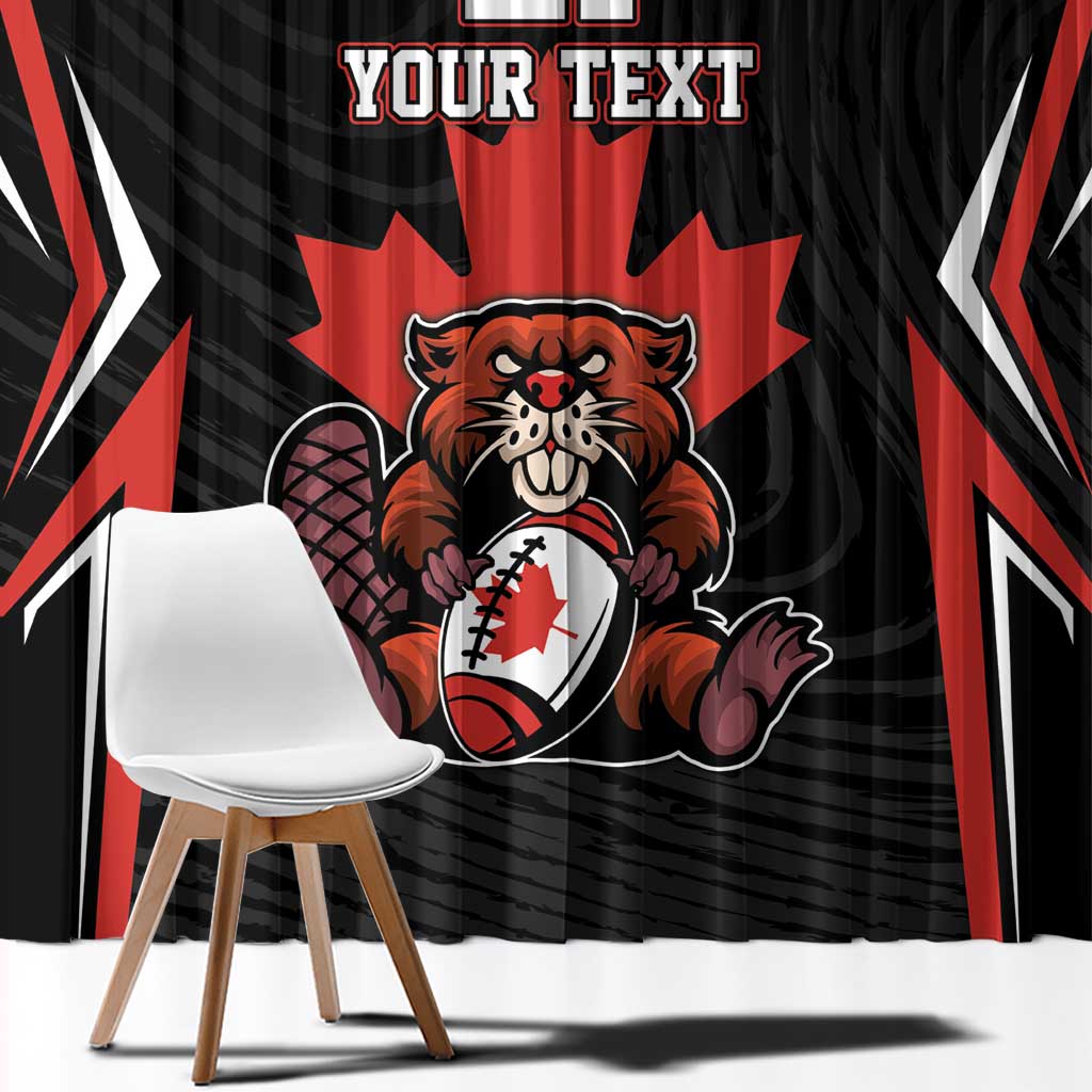 Custom Canada Rugby Pacific Window Curtain Beaver and Maple Leaf - Wonder Print Shop