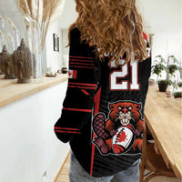 Custom Canada Rugby Pacific Women Casual Shirt Beaver and Maple Leaf - Wonder Print Shop