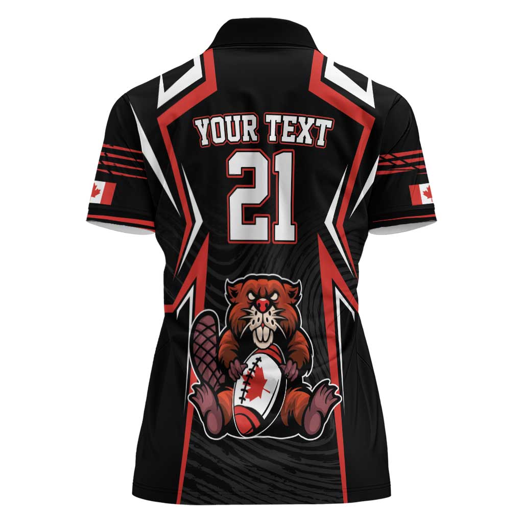 Custom Canada Rugby Pacific Women Polo Shirt Beaver and Maple Leaf - Wonder Print Shop