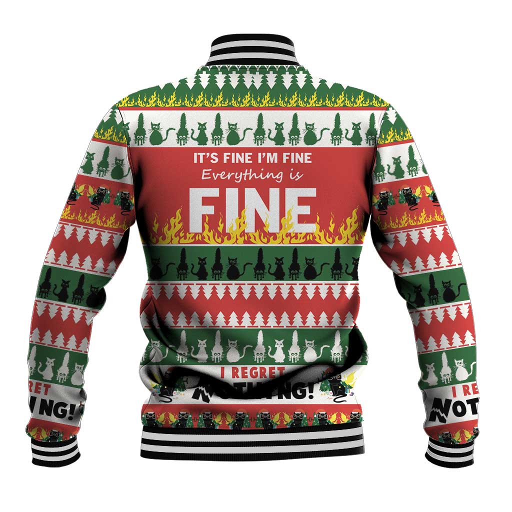 Merry Cat-Mas Baseball Jacket Christmas It's Fine I'm Fine Everything is Fine LT9 - Wonder Print Shop