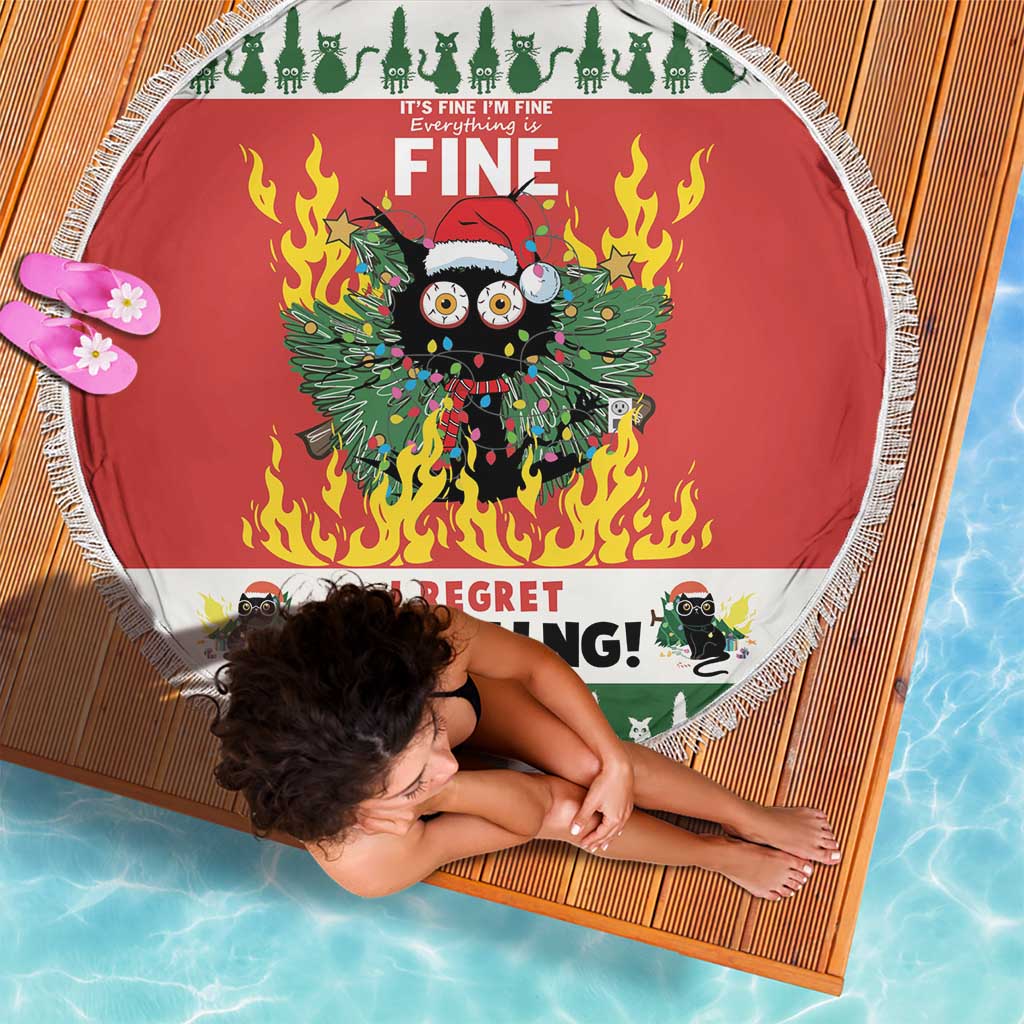Merry Cat-Mas Beach Blanket Christmas It's Fine I'm Fine Everything is Fine LT9 - Wonder Print Shop