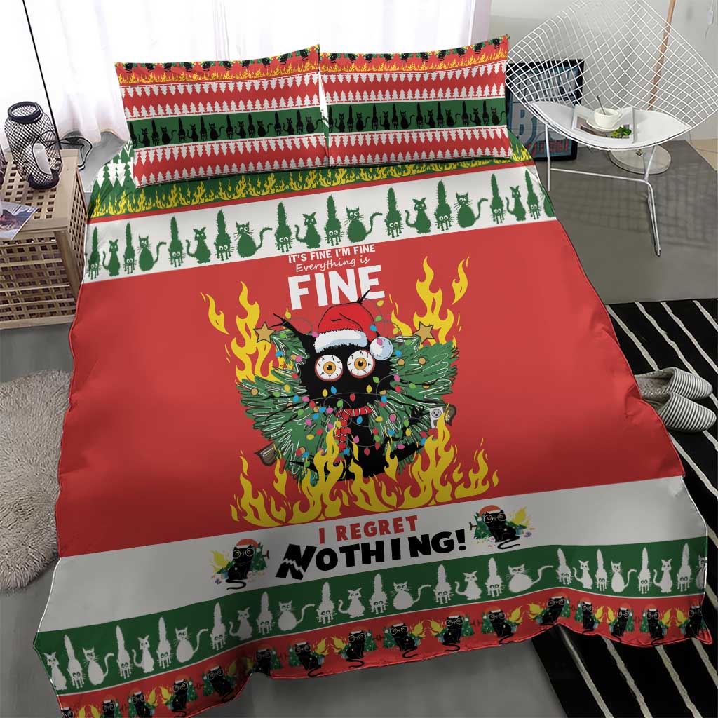 Merry Cat-Mas Bedding Set Christmas It's Fine I'm Fine Everything is Fine LT9 - Wonder Print Shop
