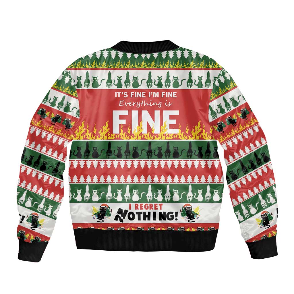 Merry Cat-Mas Bomber Jacket Christmas It's Fine I'm Fine Everything is Fine LT9 - Wonder Print Shop