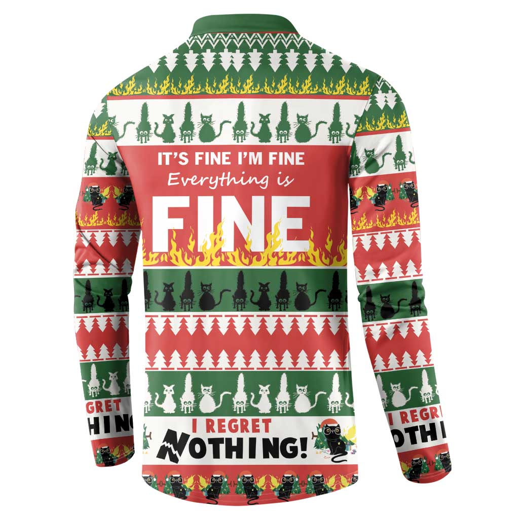 Merry Cat-Mas Button Sweatshirt Christmas It's Fine I'm Fine Everything is Fine LT9 - Wonder Print Shop
