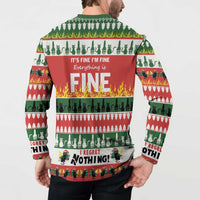 Merry Cat-Mas Button Sweatshirt Christmas It's Fine I'm Fine Everything is Fine LT9 - Wonder Print Shop