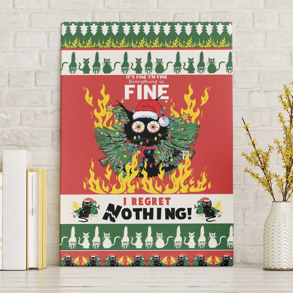 Merry Cat-Mas Canvas Wall Art Christmas It's Fine I'm Fine Everything is Fine LT9 - Wonder Print Shop