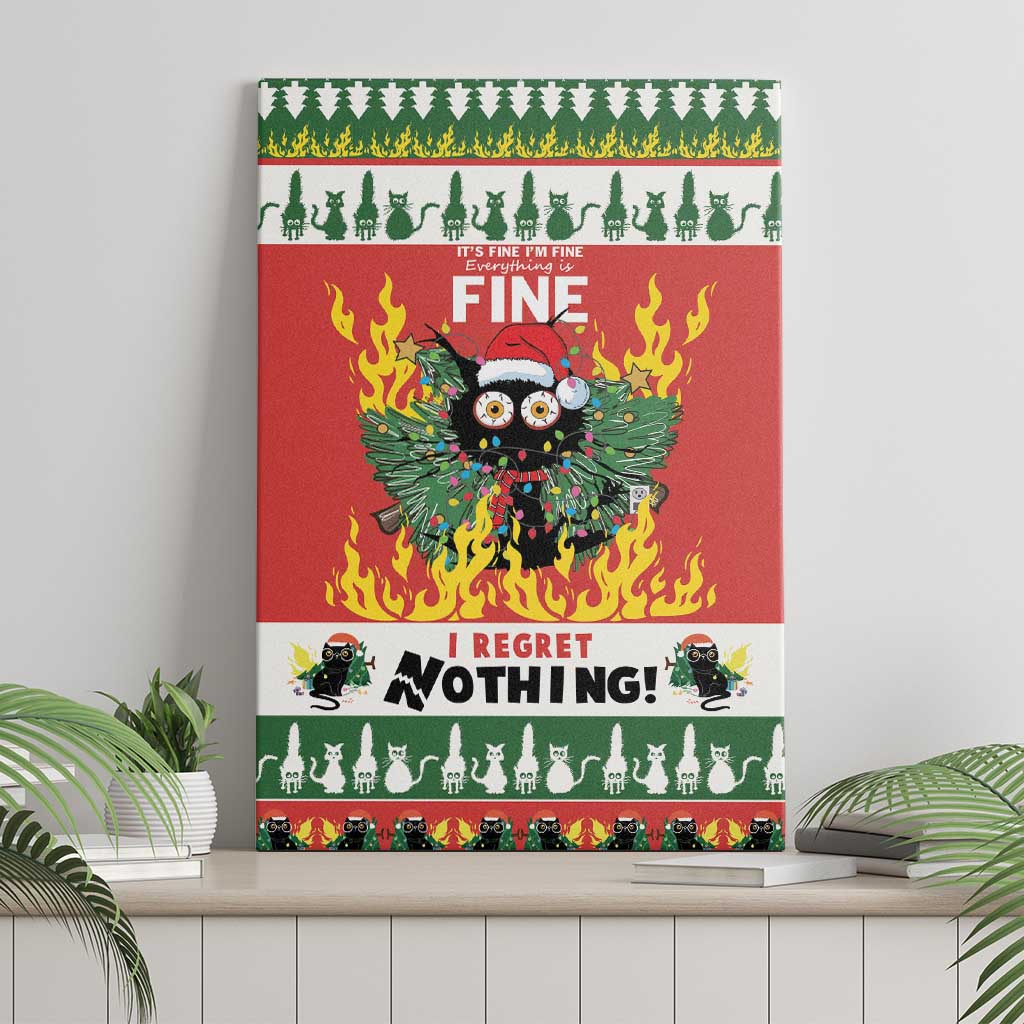 Merry Cat-Mas Canvas Wall Art Christmas It's Fine I'm Fine Everything is Fine LT9 - Wonder Print Shop