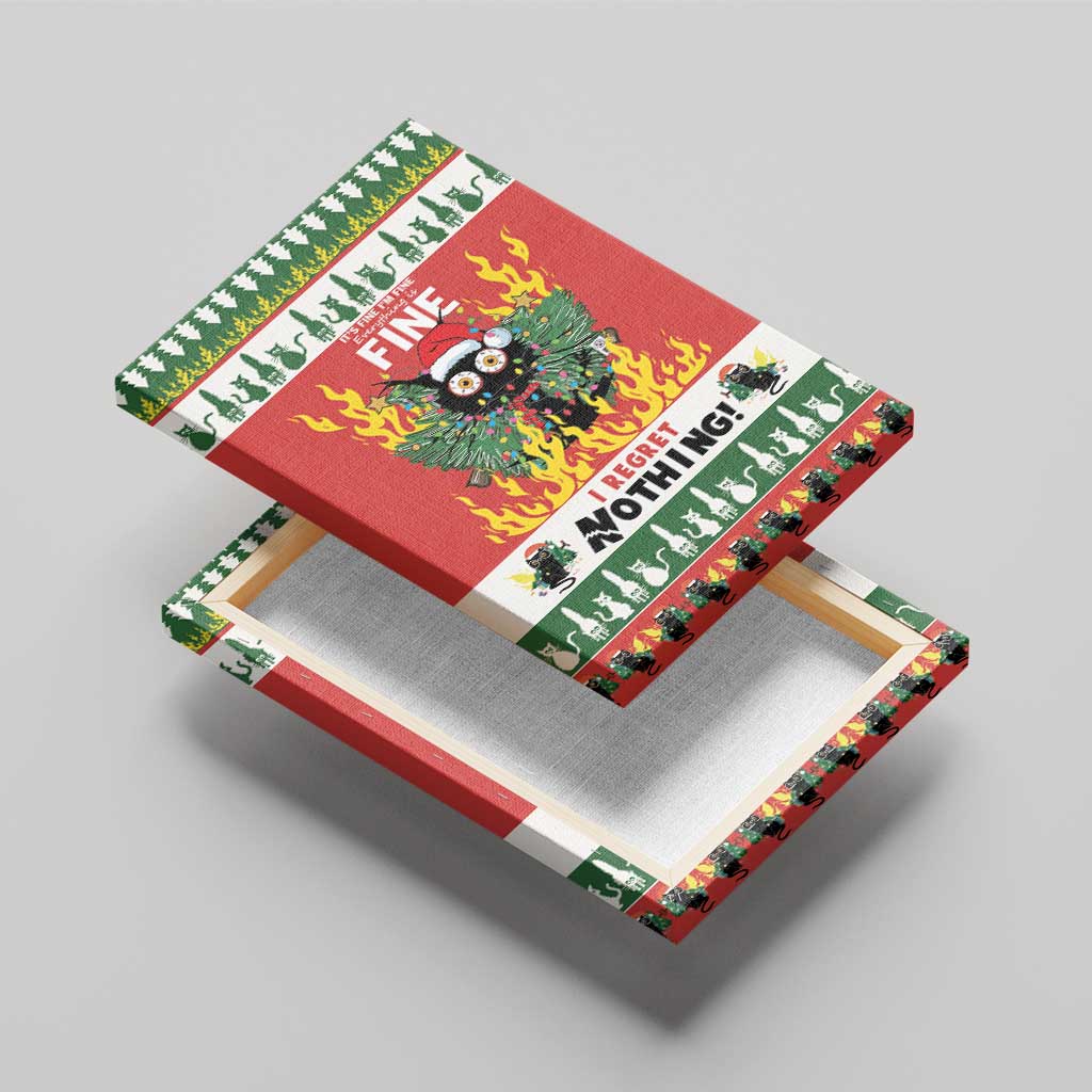 Merry Cat-Mas Canvas Wall Art Christmas It's Fine I'm Fine Everything is Fine LT9 - Wonder Print Shop