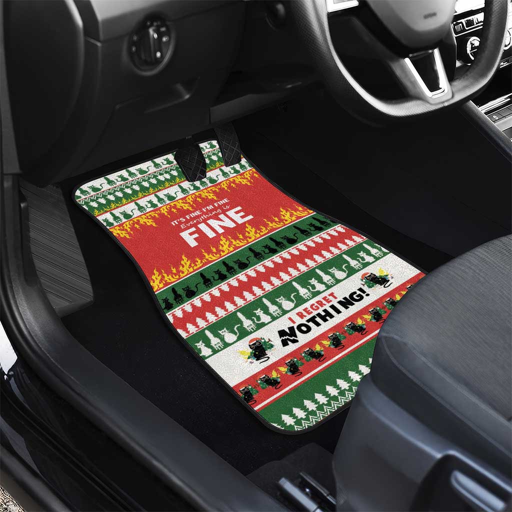 Merry Cat-Mas Car Mats Christmas It's Fine I'm Fine Everything is Fine LT9 - Wonder Print Shop