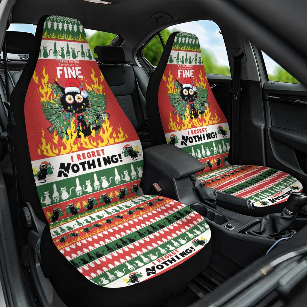 Merry Cat-Mas Car Seat Cover Christmas It's Fine I'm Fine Everything is Fine LT9 - Wonder Print Shop