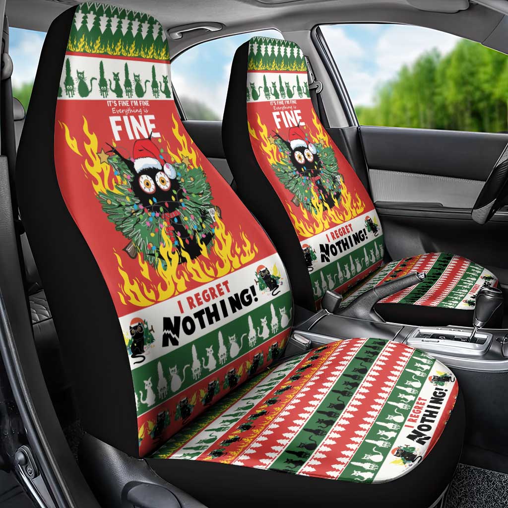 Merry Cat-Mas Car Seat Cover Christmas It's Fine I'm Fine Everything is Fine LT9 - Wonder Print Shop