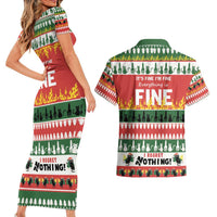 Merry Cat-Mas Couples Matching Short Sleeve Bodycon Dress and Hawaiian Shirt Christmas It's Fine I'm Fine Everything is Fine LT9 - Wonder Print Shop
